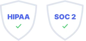HIPAA and SOC2 emblems