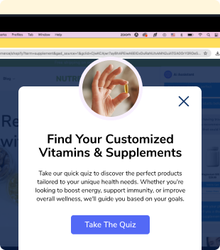 a picture displaying showing the description of the customized vitamins and supplements quiz